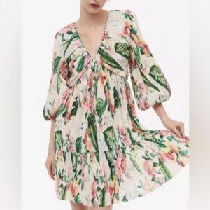 H&M Tropical Floral V-Neck Dress